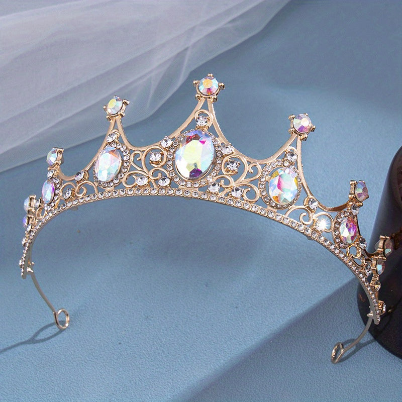 Elegant Vintage Small Baroque Crystal Tiaras Crowns, Halloween Hair Accessories, Bridal Jewelry, Rhinestone Crystal Diadem
