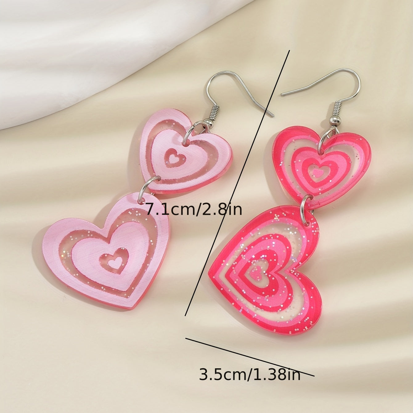 Add a Touch of Y2K Style to Your Look with Lovely Heart Shaped Drop Dangle Earrings - Available in Two Sparkling Colors!