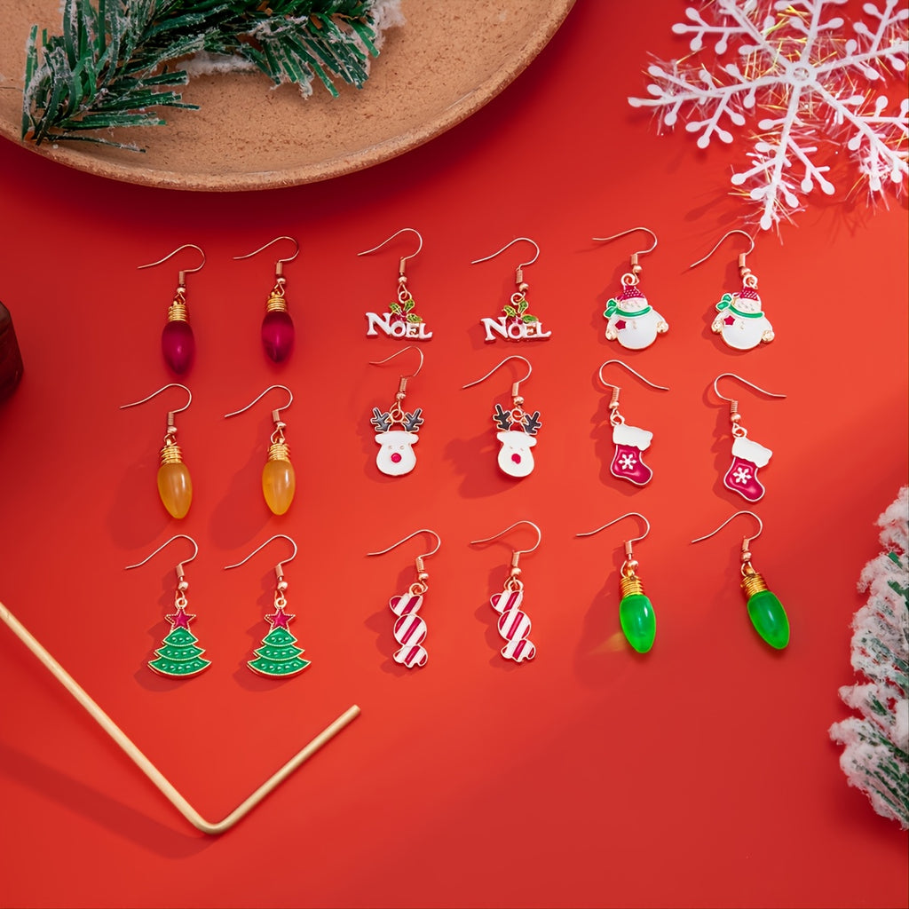 Christmas Cute Earrings Candy Santa Claus Christmas Tree Elk Earrings LJC17