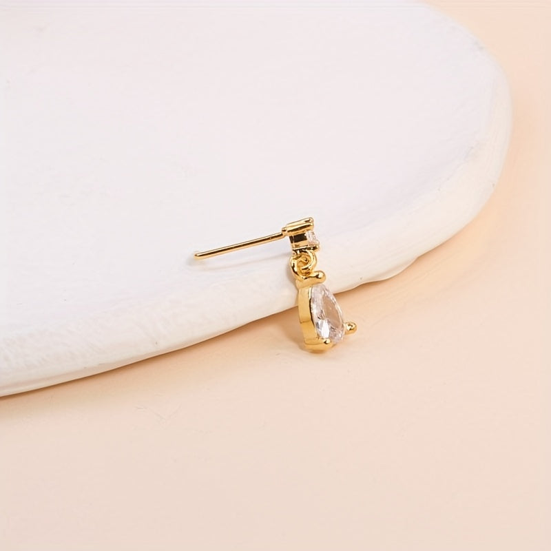 Simple Style Water Drop Shape Pendant Nose Nail Inlaid Shiny Zircon L-Shaped Ear Cartilage Piercing Body Jewelry Nose Ring
