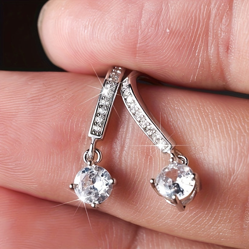 Drop Dangle Hoop Crystal Earring Wedding Anniversary Prom Fine Gift For Women