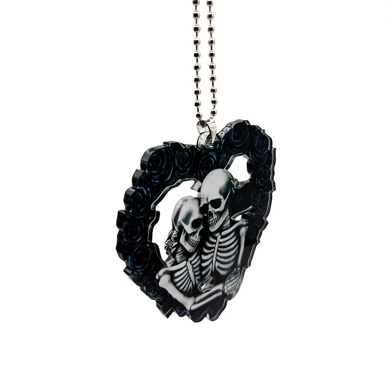 1pc Halloween Skull Heart Car Decoration - Perfect for Birthday Parties, Christmas Trees, and More!