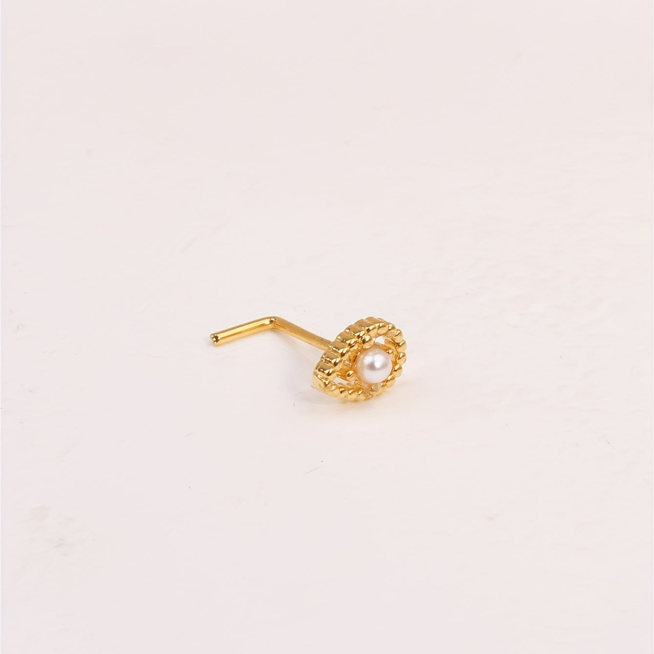Inlaid Freshwater Pearl Water Drop Shape Nose Rings L Shaped Nose Studs Piercing Jewelry