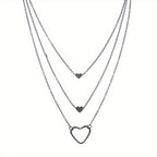 Stylish Alloy Heart Pendant Multilayer Stacking Ladies Necklace Jewelry Gift