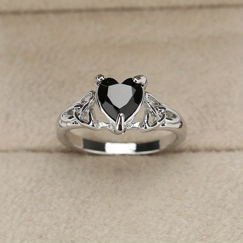 Black Love Zircon Mother's Day Gift Wedding Engagement Women's Ring