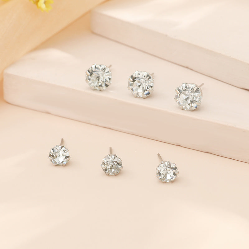 12pcs Zircon Decor Stud Earrings