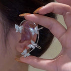 Sparkle Butterfly Ear Clip Non Pierced Clip On Earrings Temperament Luxury Jewelry For Women Girls