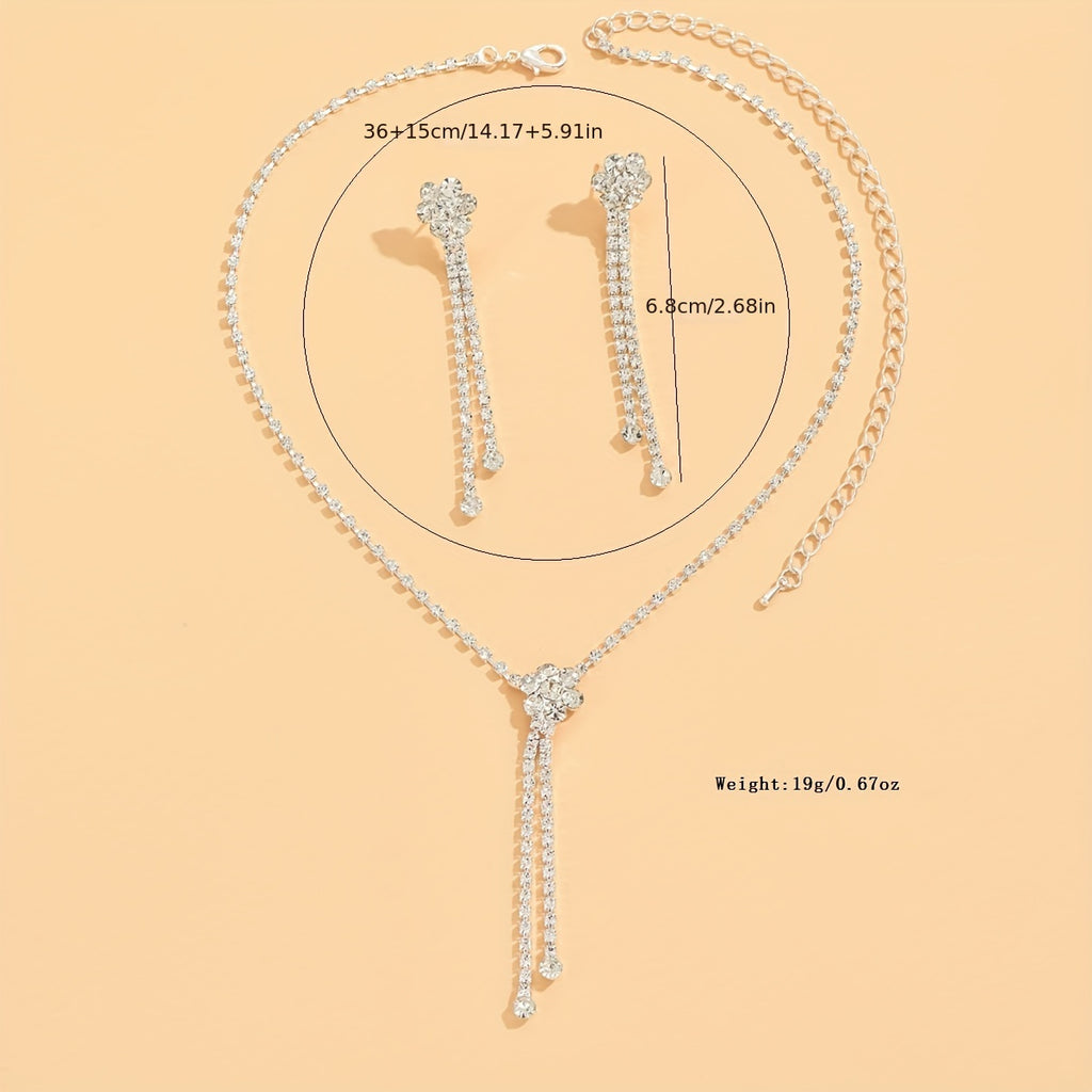 Elegant Plum Blossom Tassel Jewelry Set - Necklace and Earrings for Women