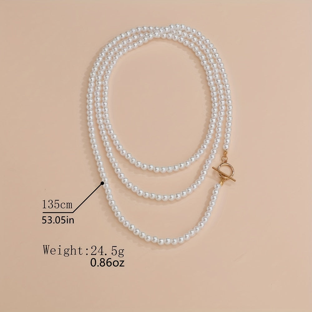 French Vintage Multilayer Stacking Wrap Faux Pearl Necklace For Women Girls Gift