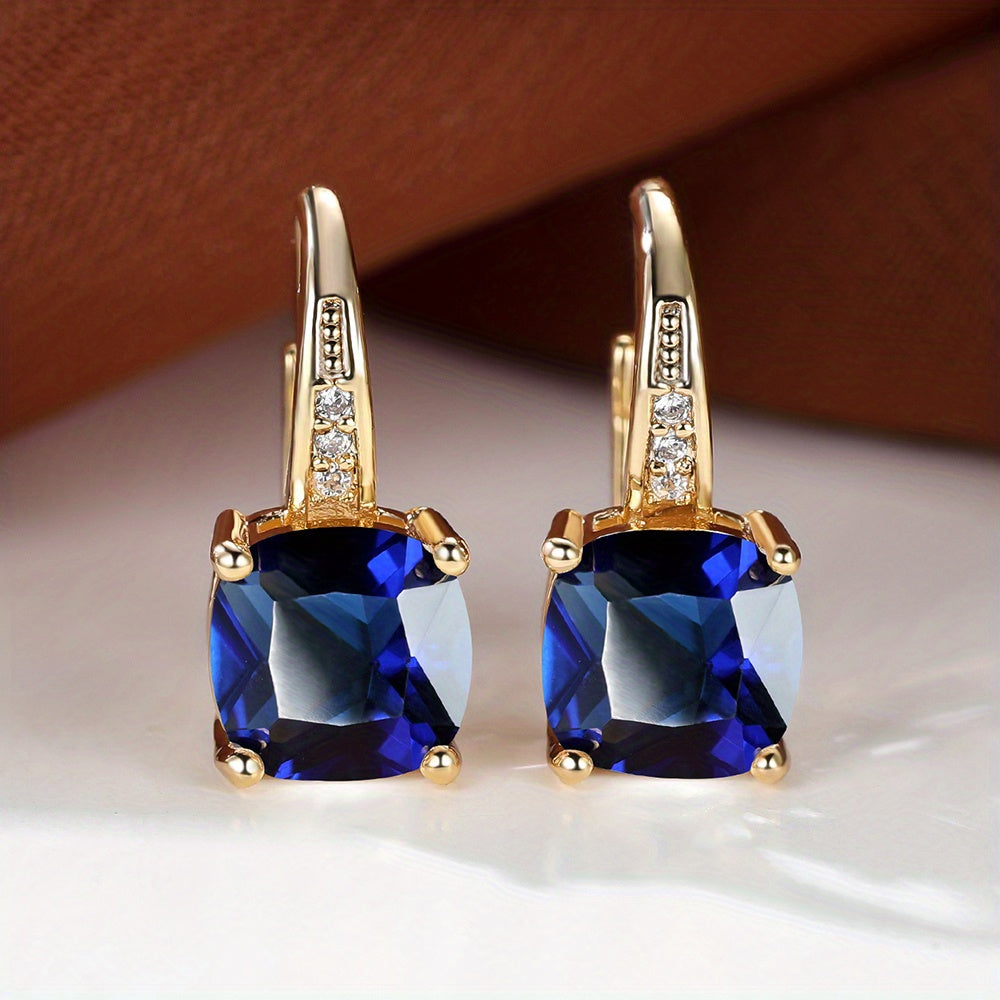 Mystic Square Rainbow Color Zircon Earrings Vintage Wedding Earrings For Women Fine Jewelry