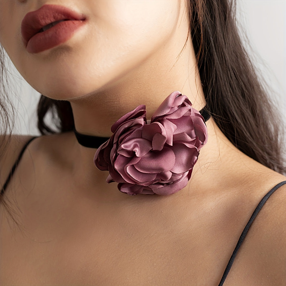 Vintage French 3D Flower Velvet Design Necklace Holiday Party Banquet Accessories For Women Vacation Favors