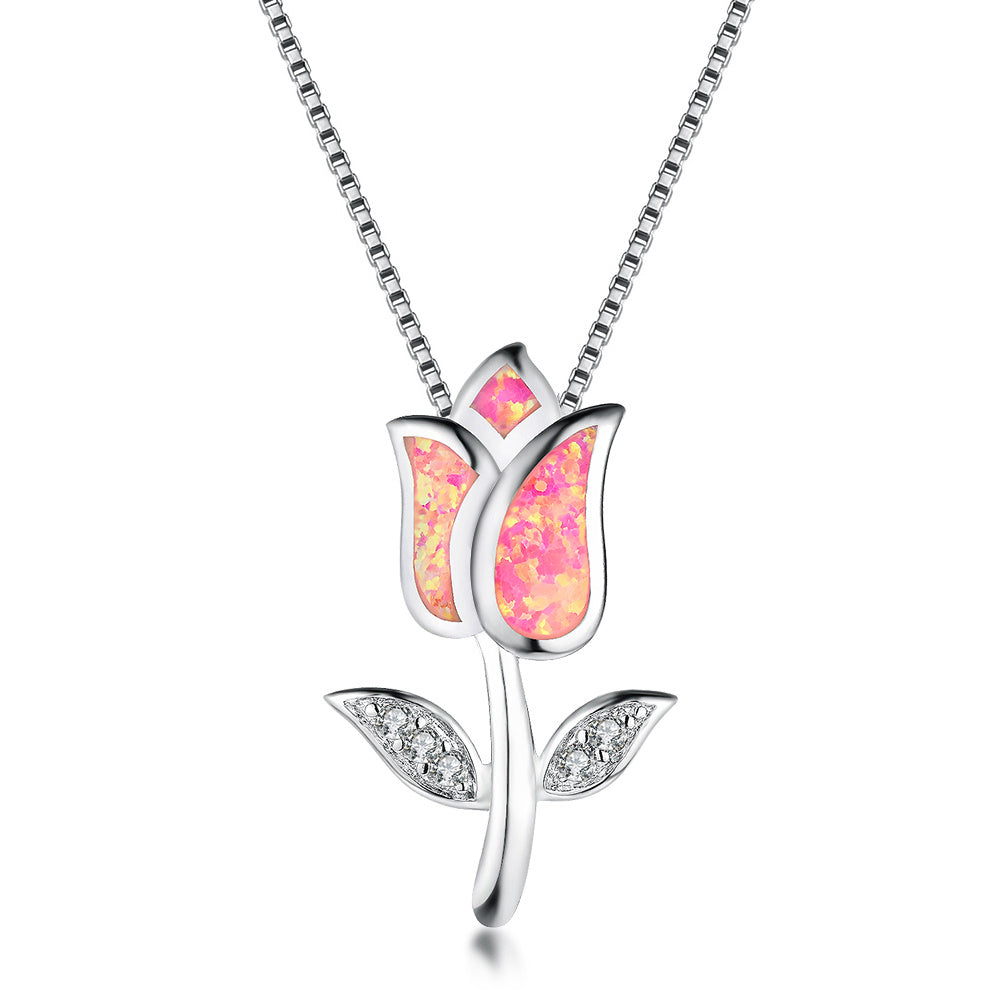 Opal Tulip Pendant Necklace - A Perfect Mother's Day Gift for the Special Woman in Your Life!