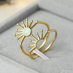 Gorgeous 18K Gold Plated Opal Sun Ring - Perfect for Weddings, Engagements & Gifts!