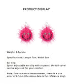 LB Hand Hook  "Smiling Face" Earrings "round Plush" Ear Clip LOJL95