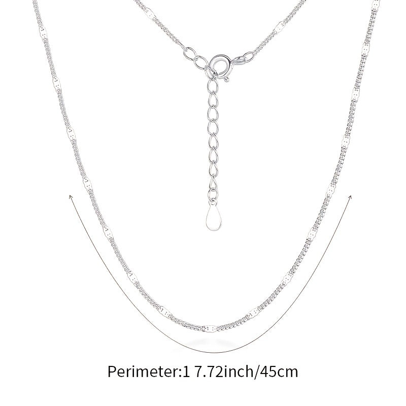 Seven Degrees Sterling Silver Necklace - Elegant Clavicle Chain for Women, 925 Silver Flash Piece Chain Jewelry