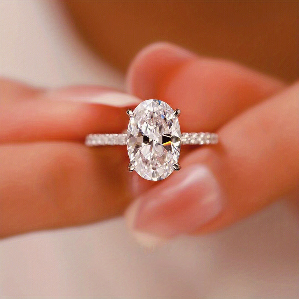 Elegant Moissanite Engagement Ring in Sterling Silver with Certificate and Box - Perfect for Weddings, Parties, and Special Occasions