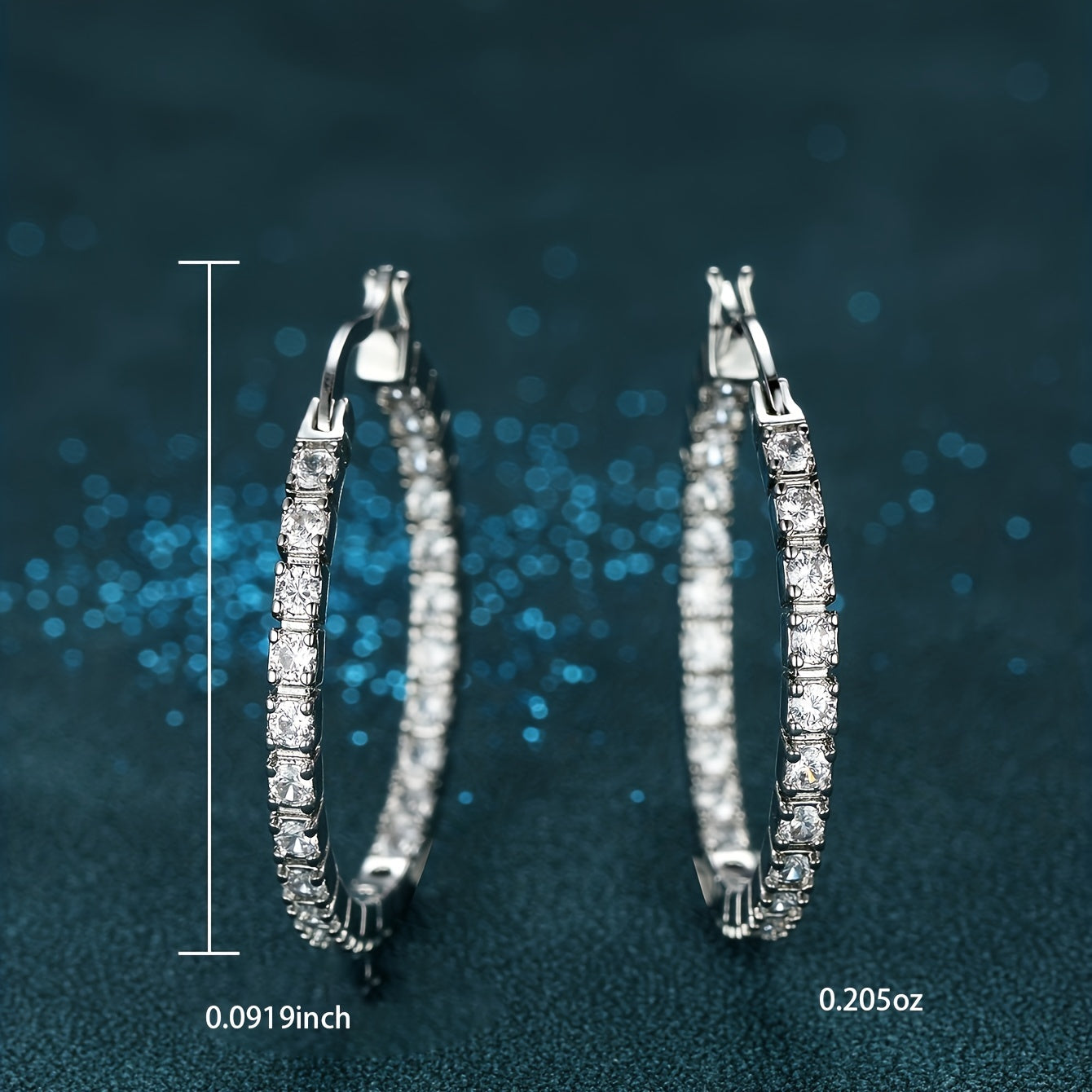 White Color Full Zircon Simple Big Circle Hoop Earrings 18K Gold Plated Accessories For Women Girls