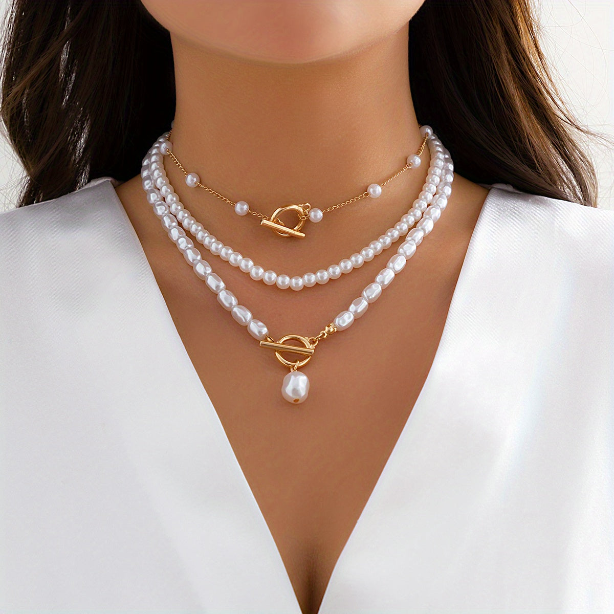 3pcs Vintage Baroque Faux Pearl Pendant Set - A Must-Have for Every Stylish Woman!