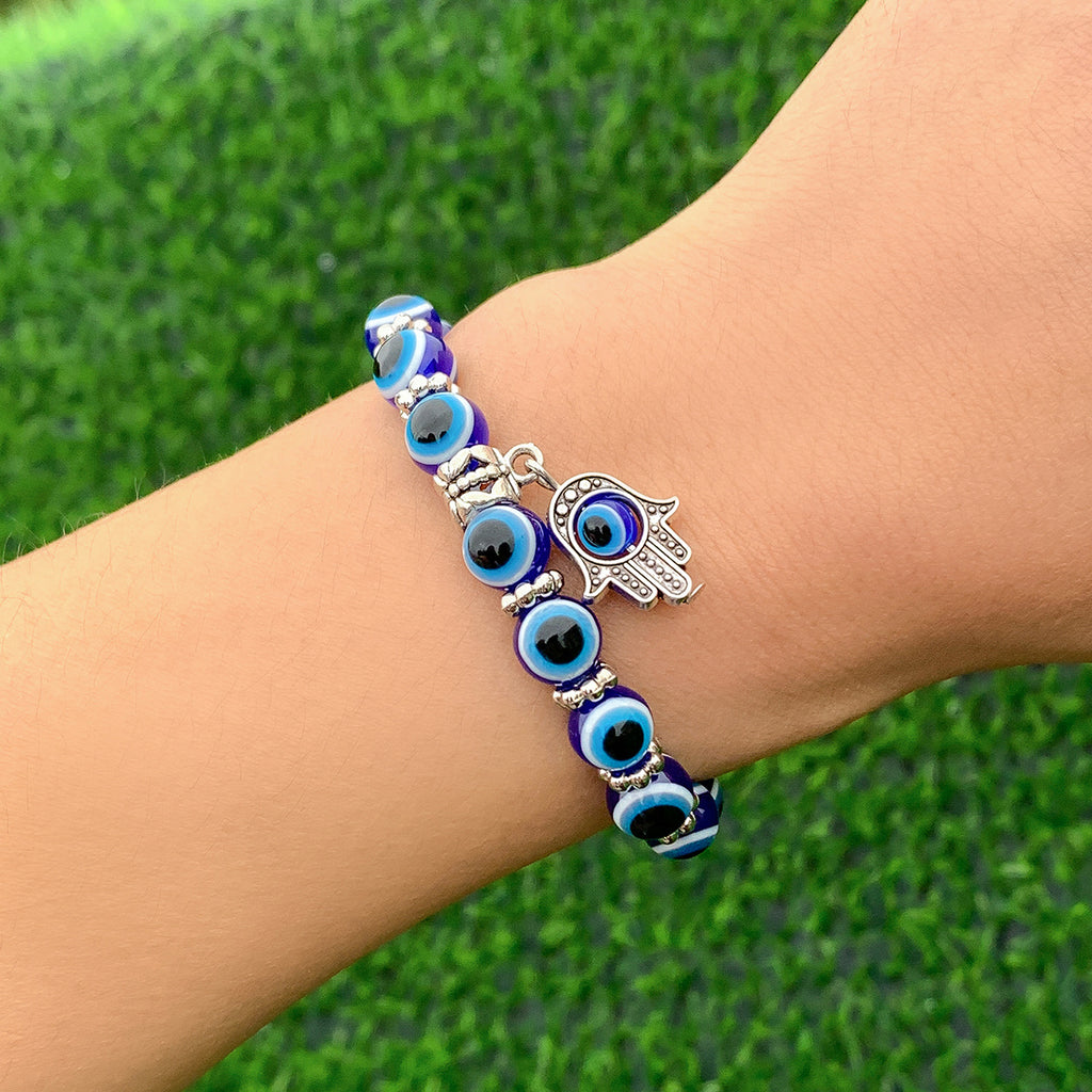 Protective & Blessed Hand Jewelry for Women - Lucky Meaning Bracelet with Devil's Eye Pattern Beads