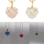 1pc Fashion Metal Wrapped Love Heart Crystal Stone Pendant Couple Necklace