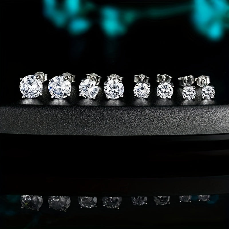 Elegant Sterling Silver Stud Earrings with Sparkling Moissanite - Delicate Luxury Gift