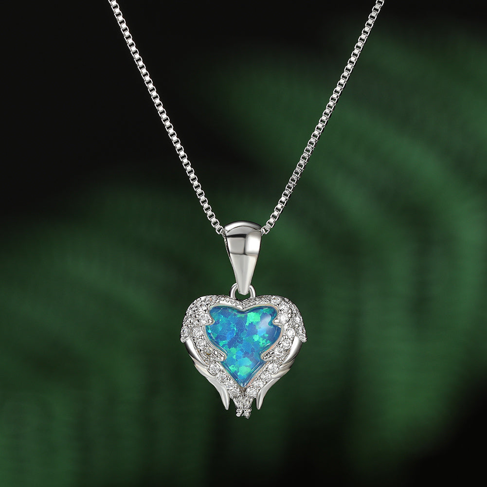 Angel Wing Love Heart Necklace Jewelry Gifts For Her On Christmas, Valentine's/Mother's Day, Anniversary, Birthday Gifts For Women Girls Wife Girlfriend