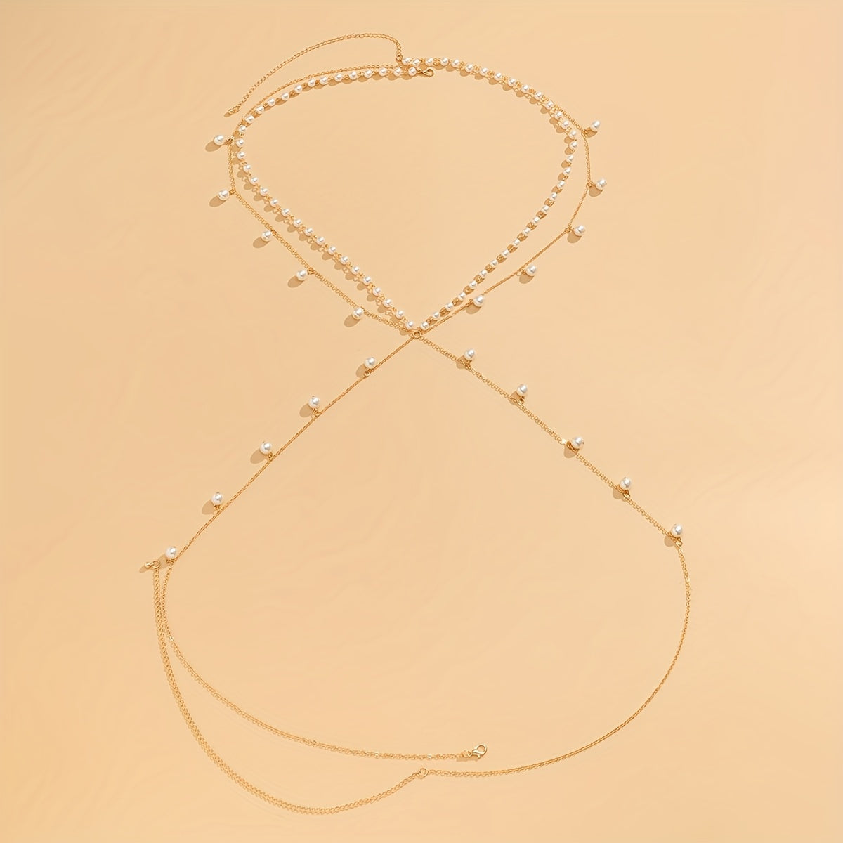 Elevate Your Look with This Elegant Copper Body Chain & Faux Pearls Body Jewelry