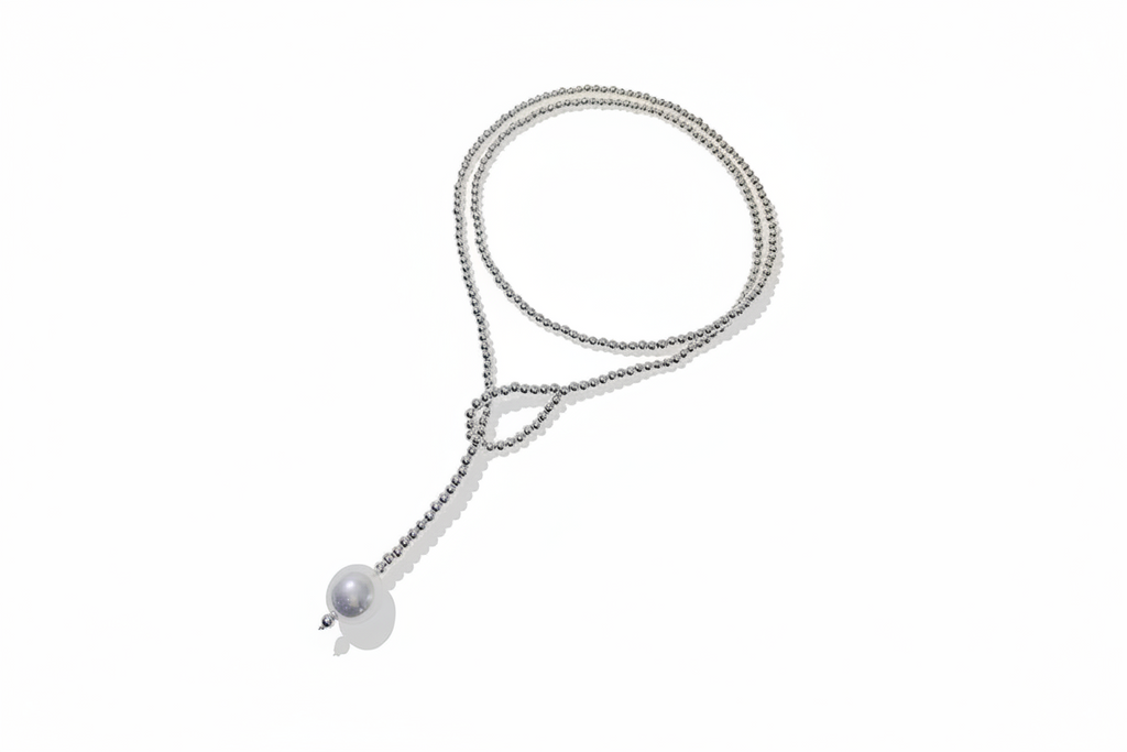 FN Metal Ball Silver Clavicle Chain Necklace LOJS62