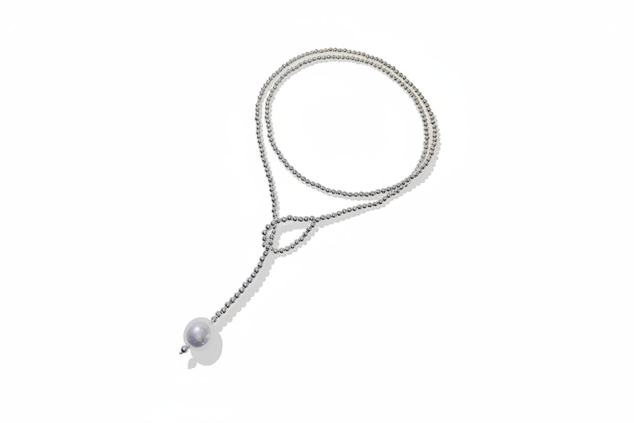 FN Metal Ball Silver Clavicle Chain Necklace LOJS62