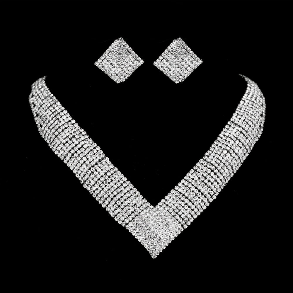 Elegant Glow in the Dark Zircon Necklace and Earrings Set for Weddings and Celebrations