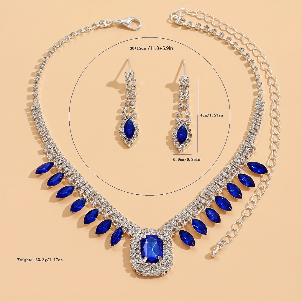 Elegant Vintage Bridal Jewelry Set - Pendant Necklace and Dangle Earrings for Banquet Dress Accessories