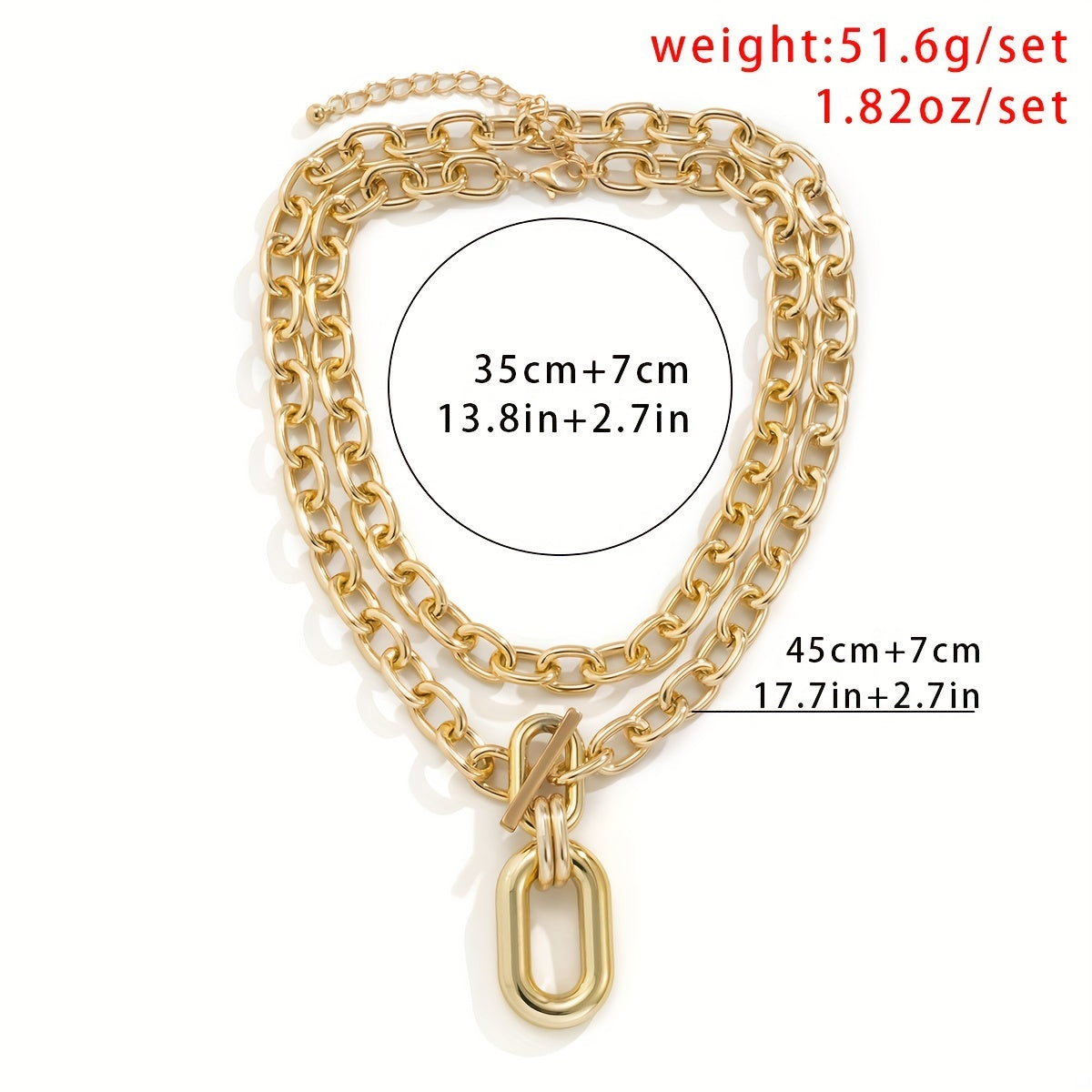 Gorgeous Geometric Designs: 2-Piece Ladies Chain Necklace Set for Fashionable Women