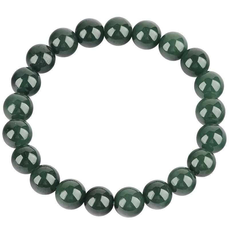 Stay Cool and Stylish with our Natural Jade Beaded Stretch Bracelet - Minimalist Design in Oil and Bit Green