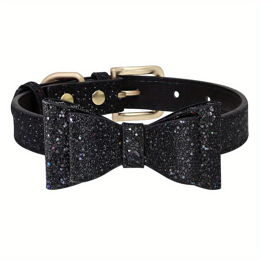 Bow Knot Dog Collar Adjustable Leather Puppy Cat Collars Bowknot Dog Kitten Necklace Accessories For Small Dogs Cats