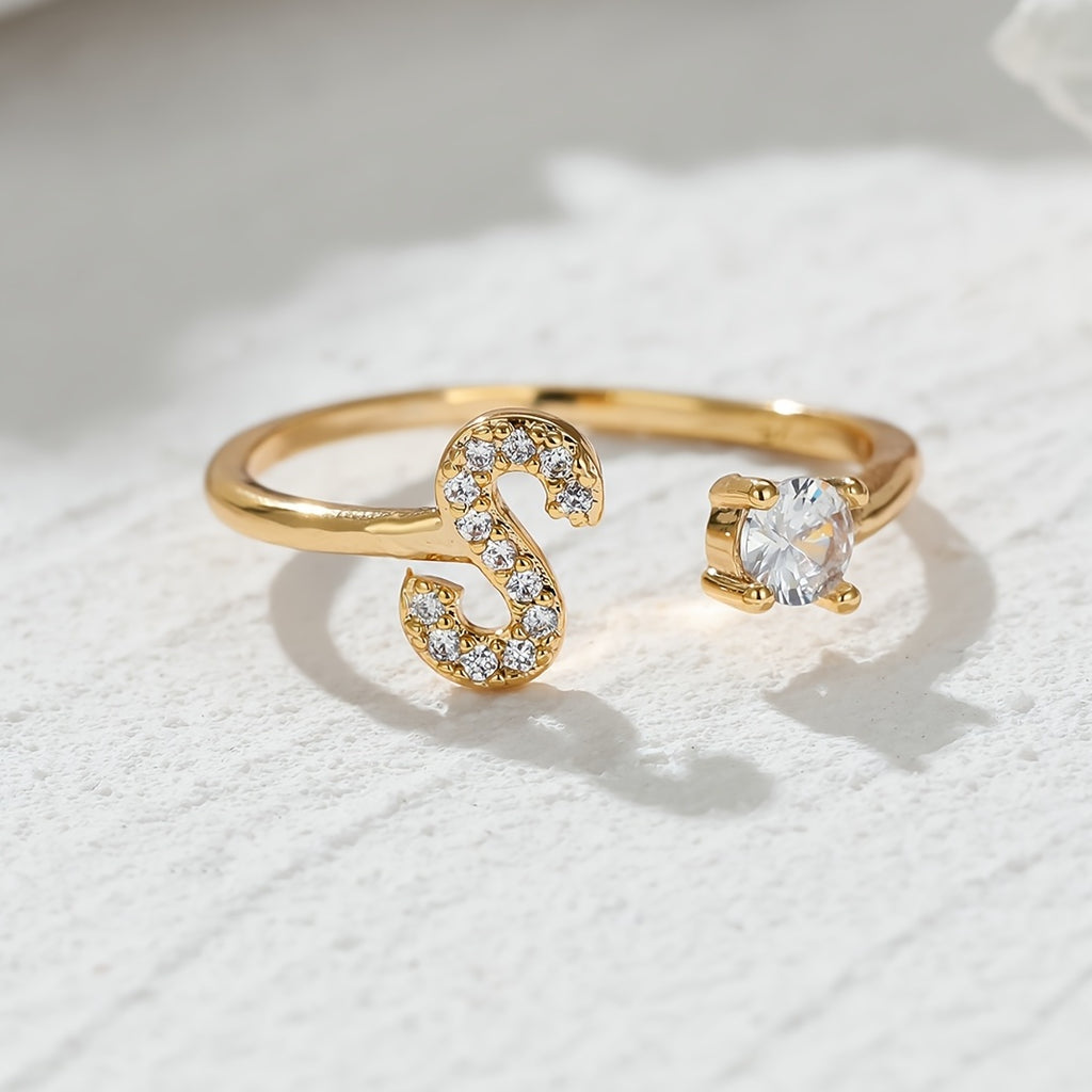 Gorgeous Stackable Alphabet Rings with Crystal Inlaid Initials - Perfect Gift for Women & Girls!