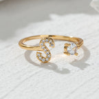 Gorgeous Stackable Alphabet Rings with Crystal Inlaid Initials - Perfect Gift for Women & Girls!