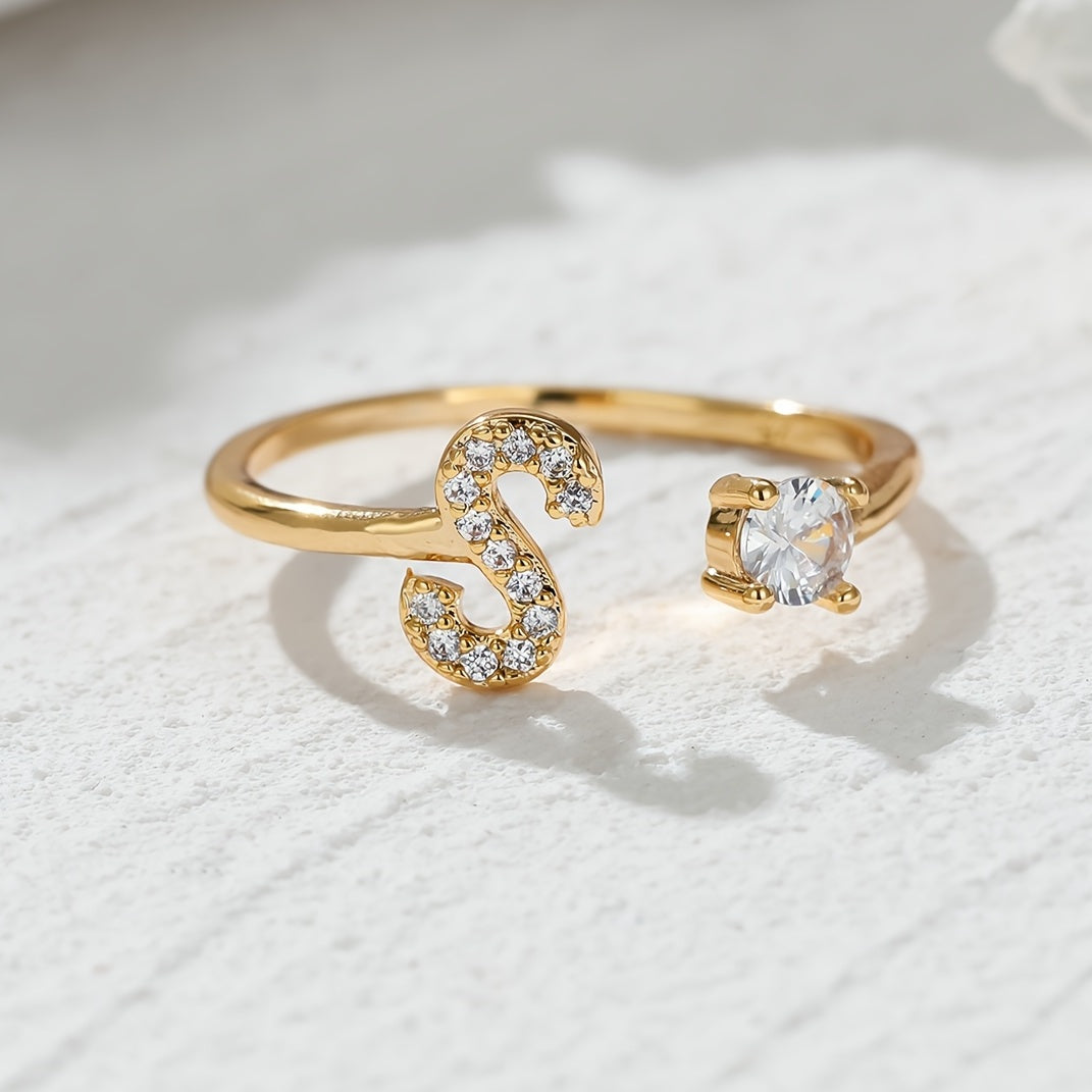 Gorgeous Stackable Alphabet Rings with Crystal Inlaid Initials - Perfect Gift for Women & Girls!