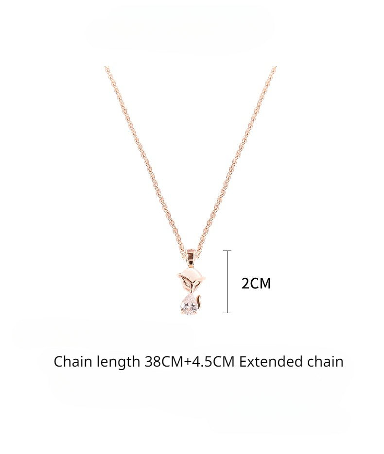 FN Sweet Cute Fox Pendant Rose Gold Necklace Clavicle Chain Gift LOJS5