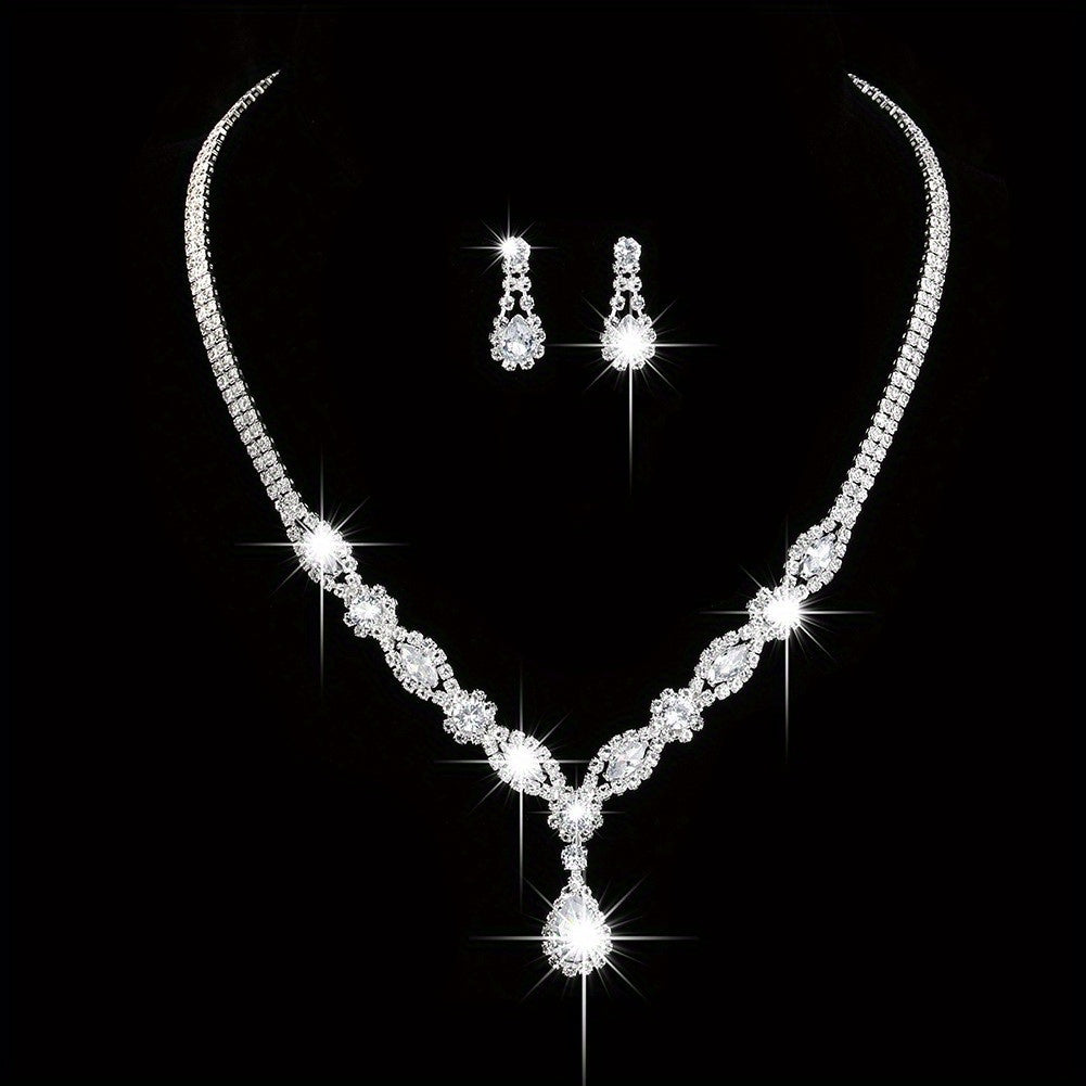 Simple Jewelry Set With Pendant Necklace & Dangle Earrings / Chain Bracelet Wedding Accessory For Women