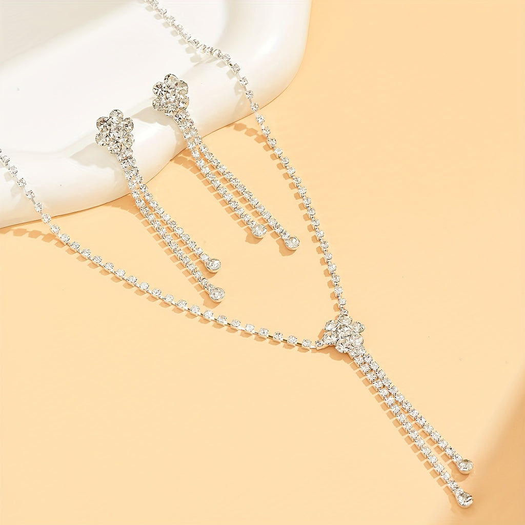 Elegant Plum Blossom Tassel Jewelry Set - Necklace and Earrings for Women