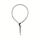 Elevate Your Style with Our Leather Pearl Choker Necklace - Perfect Valentines Day Gift Under $50! Lightweight and Longer Than Expected, Ideal for Casual Wear. Fast Shipping Guaranteed!