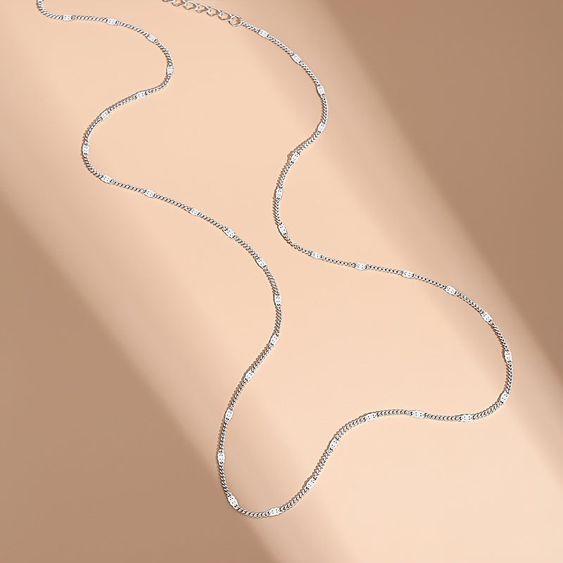 Seven Degrees Sterling Silver Necklace - Elegant Clavicle Chain for Women, 925 Silver Flash Piece Chain Jewelry