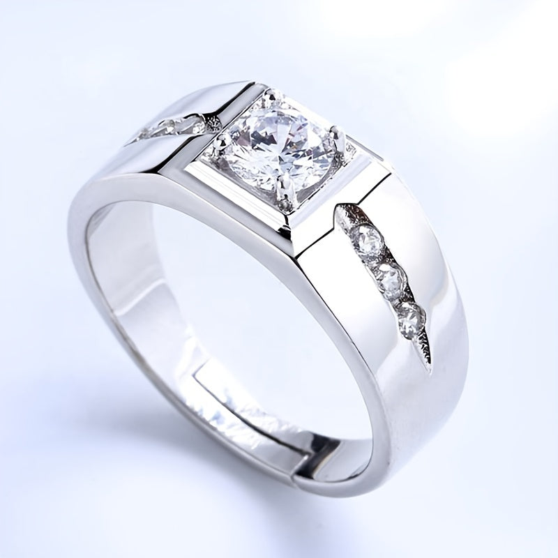 1pc 1CARAT D Color VVS Moissanite Fashion Golden Plated 925 Sterling Silver Plain Ring For Men