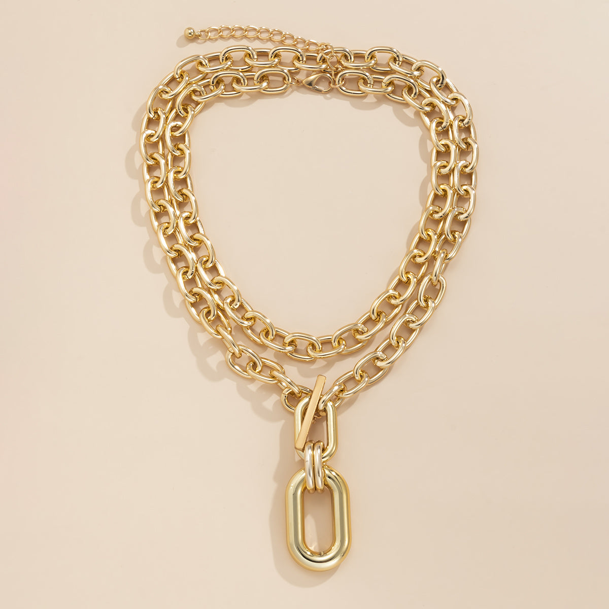 Gorgeous Geometric Designs: 2-Piece Ladies Chain Necklace Set for Fashionable Women