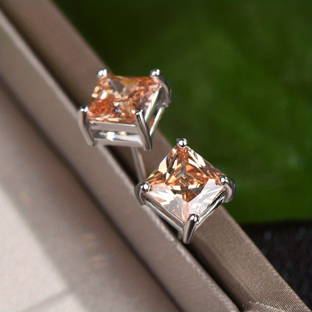 Gorgeous 18K Gold Plated Zircon Stud Earrings - Perfect for Weddings & Parties!