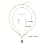 Elegant Faux Pearl Necklace and Earrings Set for Women - Perfect Bridal Dress Accessory in Golden and Silver Alloy