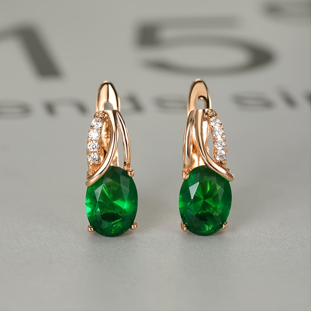 Vintage Oval Cut Marble Zircon Earrings - Perfect for Bridesmaids and Weddings