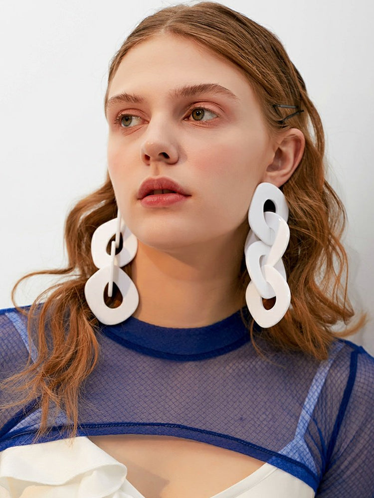 FN Acetate Acrylic Irregular Chain Earrings  LOJS128