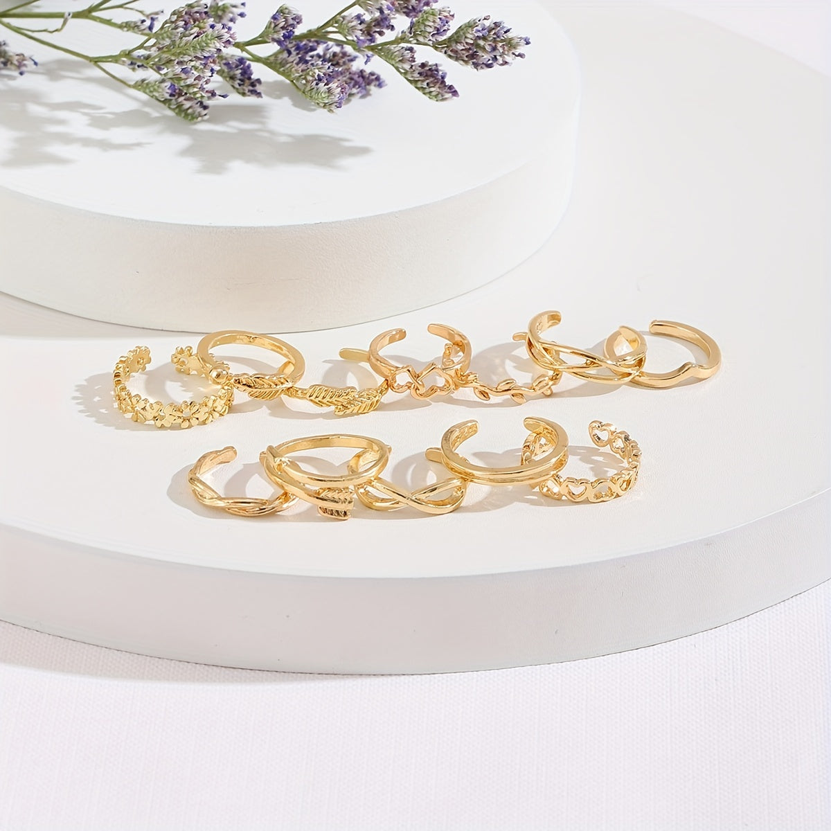 12pcs Arrow Star Moon Shape Open Toe Ring Set Adjustable Foot Ring Set For Women Girls