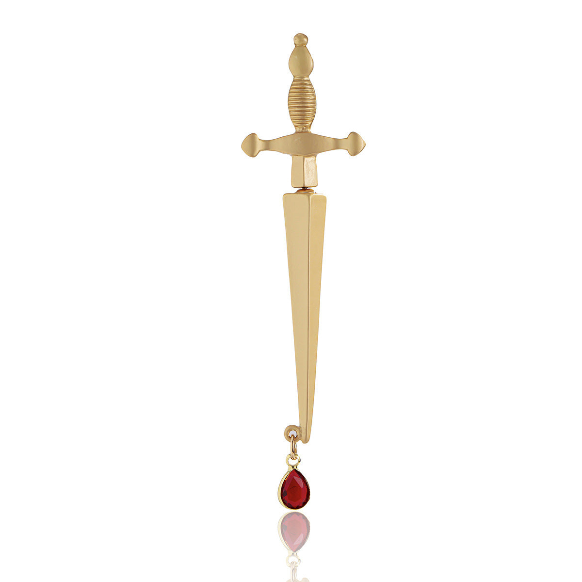 Gorgeous Long Sword Earring with a Dramatic Blood Drop Accent - 1pc